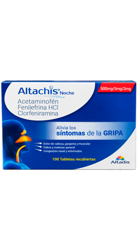 ALTACHIS NOCHE CJ X 100 TAB (ACETAMINOFEN 500MG / FENILEFRINA 5MG / CLORFERINAMINA 2 MG)
